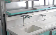 PP laboratory work bench with frame and additions